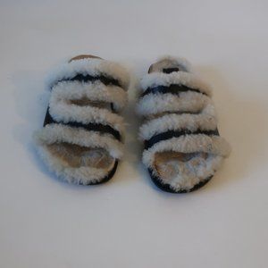 Womens Fs Ny Black Off-White Fur Slide Sandal 8 *